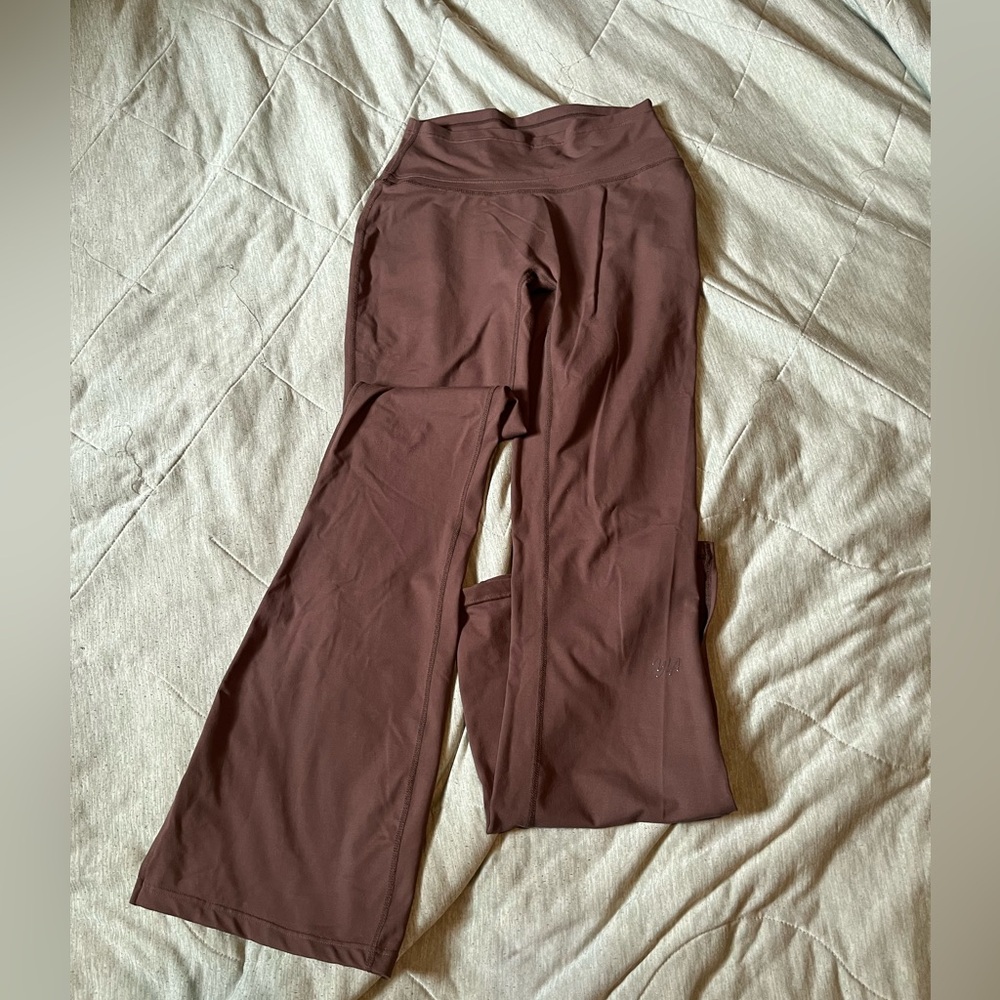 YoungLA flare leggings in brown.
